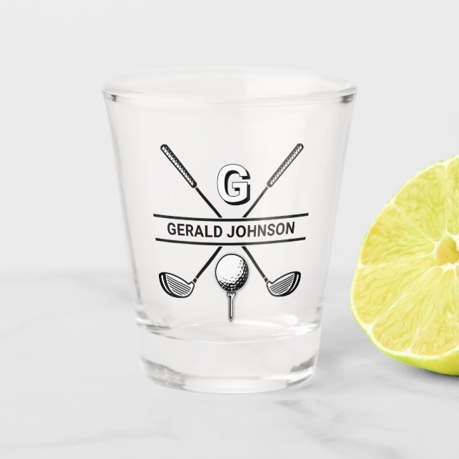 Elegantes Golf Monogram Design Schnapsglas (Vorderseite)
