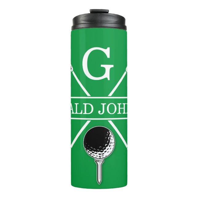Elegantes Golf Monogram Design Thermosbecher (Vorderseite)