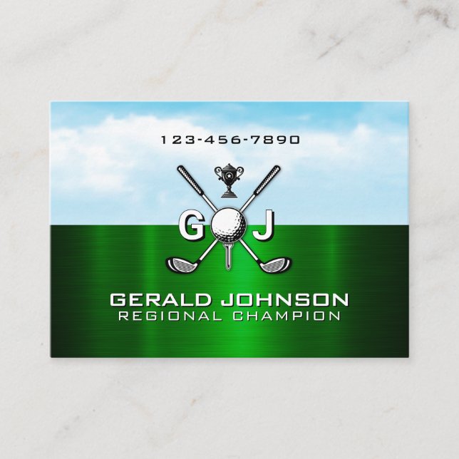 Elegantes Golf-Monogramm-Design Visitenkarte (Vorderseite)