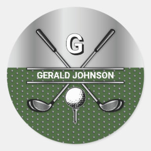 Elegantes Golf-Monogramm-Logo nach Maß Runder Aufkleber