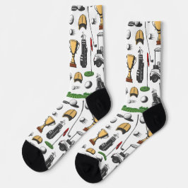Elegantes Golf-Muster: Golfer und Ausrüstung Socken