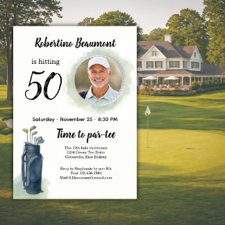 Elegantes Golf-Themen-Foto zum 50. Geburtstag Einladung