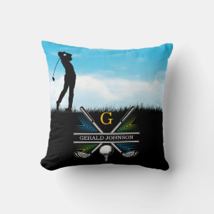 Elegantes Golfer Custom Monogram Design Kissen