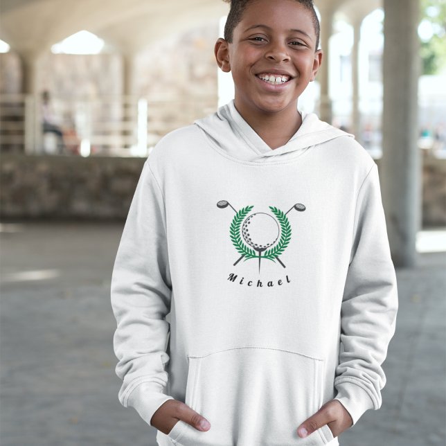 Elegantes Golfing Logo & Boys Golfer Name Sportfan Hoodie (Von Creator hochgeladen)