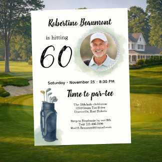 Elegantes Golfthema-Foto zum 60. Geburtstag Einladung