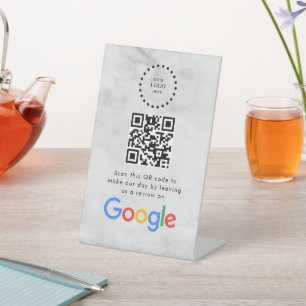 Elegantes Google-Bewertungen-QR-Code-Tischschild Sockelschild