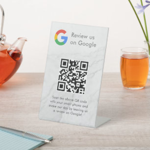 Elegantes Google-Bewertungen-QR-Code-Tischschild Sockelschild