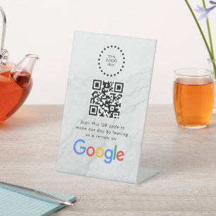 Elegantes Google-Bewertungen-QR-Code-Tischschild Sockelschild