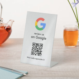 Elegantes Google-Bewertungen-QR-Code-Tischschild Sockelschild
