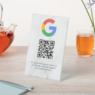 Elegantes Google-Bewertungen-QR-Code-Tischschild Sockelschild