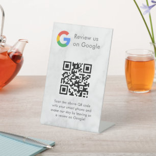 Elegantes Google-Bewertungen-QR-Code-Tischschild Sockelschild