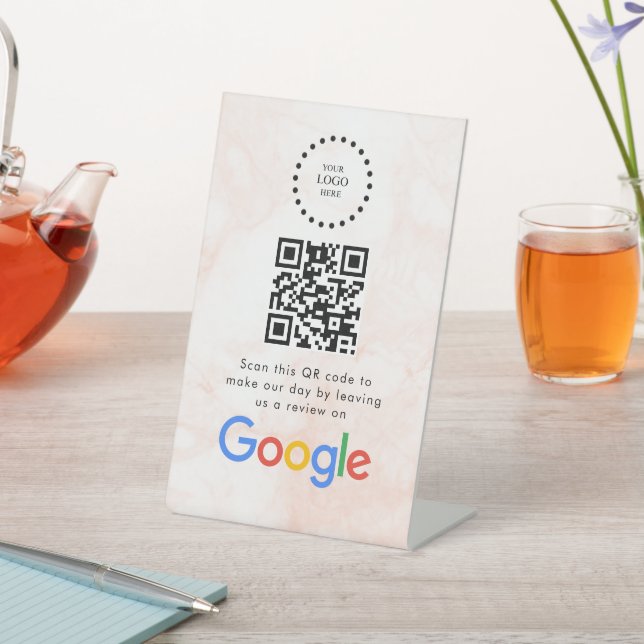 Elegantes Google-Bewertungen QR-Code-Tischschild Sockelschild (In SItu)