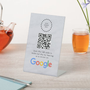 Elegantes Google-Bewertungen-QR-Code-Tischschild Sockelschild