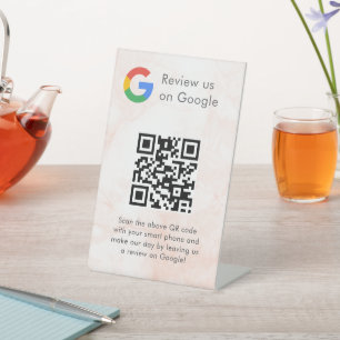 Elegantes Google-Bewertungen-QR-Code-Tischschild Sockelschild