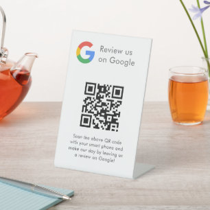 Elegantes Google-Bewertungen-QR-Code-Tischschild Sockelschild