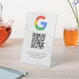 Elegantes Google-Bewertungen QR-Code-Tischschild Sockelschild
