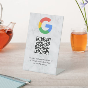 Elegantes Google-Bewertungen-QR-Code-Tischschild Sockelschild