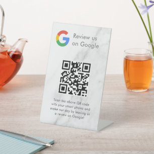 Elegantes Google-Bewertungen QR-Code-Tischschild Sockelschild