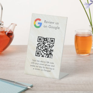 Elegantes Google-Bewertungen-QR-Code-Tischschild Sockelschild