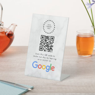 Elegantes Google-Bewertungen-QR-Code-Tischschild Sockelschild