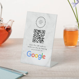 Elegantes Google-Bewertungen-QR-Code-Tischschild Sockelschild