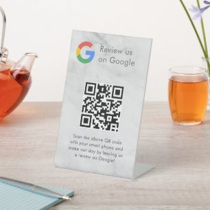 Elegantes Google-Bewertungen-QR-Code-Tischschild Sockelschild