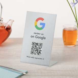 Elegantes Google-Bewertungen-QR-Code-Tischschild Sockelschild