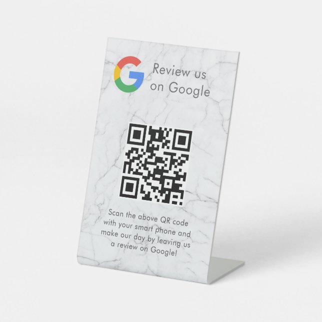Elegantes Google-Bewertungen-QR-Code-Tischschild Sockelschild (Vorderseite)