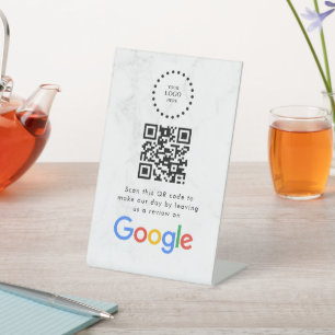 Elegantes Google-Bewertungen QR-Code-Tischschild Sockelschild