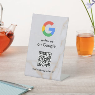 Elegantes Google-Bewertungen-QR-Code-Tischschild Sockelschild