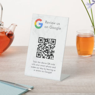 Elegantes Google-Bewertungen-QR-Code-Tischschild Sockelschild