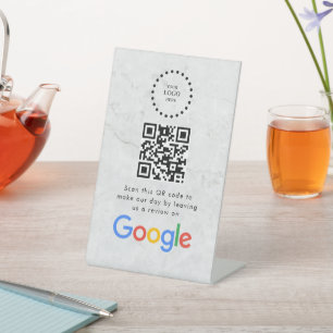 Elegantes Google-Bewertungen-QR-Code-Tischschild Sockelschild