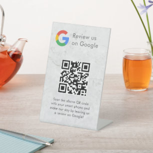 Elegantes Google-Bewertungen-QR-Code-Tischschild Sockelschild