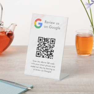 Elegantes Google-Bewertungen-QR-Code-Tischschild Sockelschild