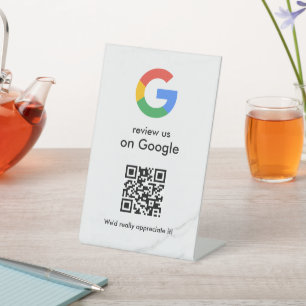 Elegantes Google-Bewertungen QR-Code-Tischschild Sockelschild