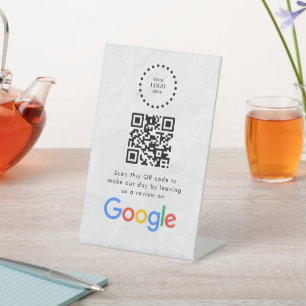 Elegantes Google-Rezensions-QR-Code-Tischschild Sockelschild