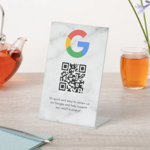 Elegantes Google-Rezensions-QR-Code-Tischschild Sockelschild