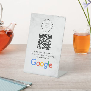 Elegantes Google-Rezensions-QR-Code-Tischschild Sockelschild