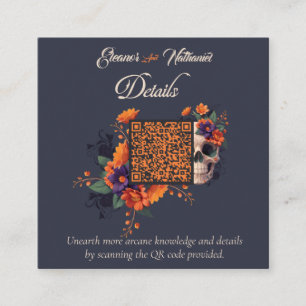 Elegantes Gothic-Blumen-Minimal-Budget-QR-Code-Det Begleitkarte