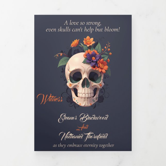 Elegantes Gothic-Complete-Hochzeitsprogramm Dreifach Gefaltete Einladung (Cover)