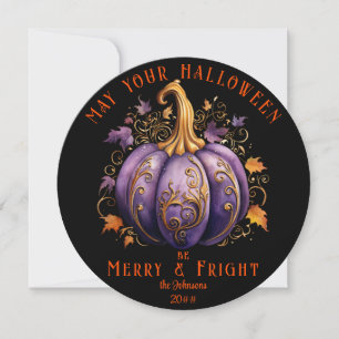 Elegantes Gothic Halloween Merry Fright Family Fot Feiertagskarte