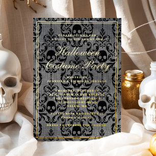 Elegantes Gothic-Totenkopf-Halloween-Kostüm-Party Folieneinladung