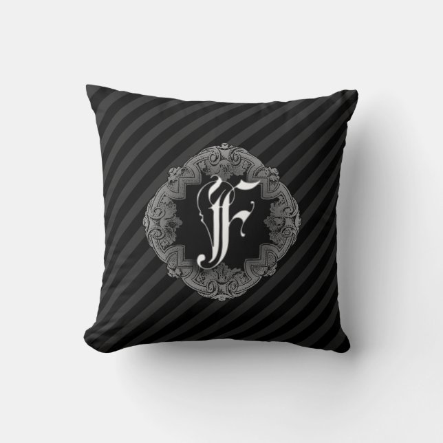 Elegantes gothisches Initial-F-Kissen Kissen (Vorderseite)