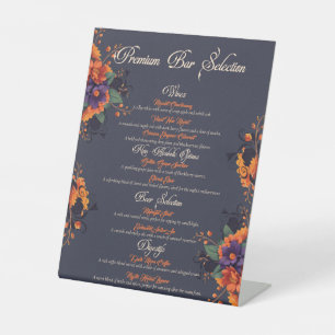 Elegantes gotisches 3D-Blumen-Schädel-Getränkemenu Sockelschild