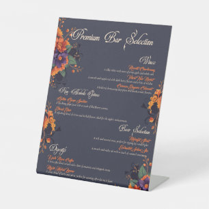 Elegantes gotisches Blumenge Drinkmenü-Podiumsschi Sockelschild