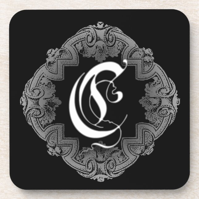 Elegantes gotisches Initial C Untersetzer (Vorderseite)