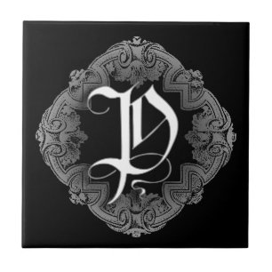 Elegantes gotisches Initial P Fliese