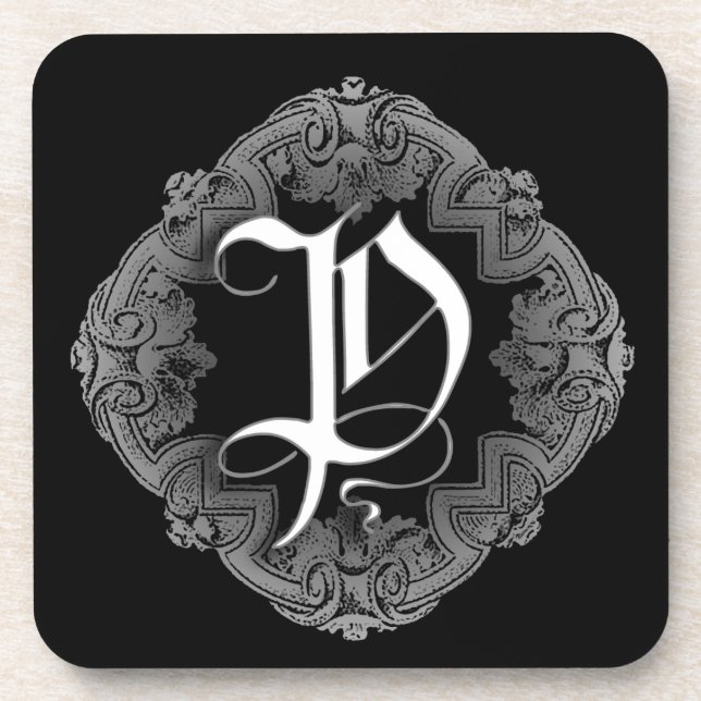 Elegantes gotisches Initial P Untersetzer (Vorderseite)