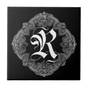 Elegantes gotisches Initial R Fliese