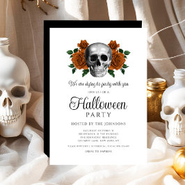 Elegantes Gotisches Schwarzes Blumenschädel Hallow Einladung